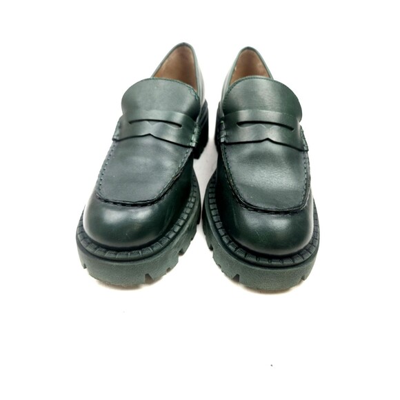 FREE PEOPLE Lyra Lug Sole Loafers / Deep Jade Leather Size 39.5 US 9 - Picture 5 of 12